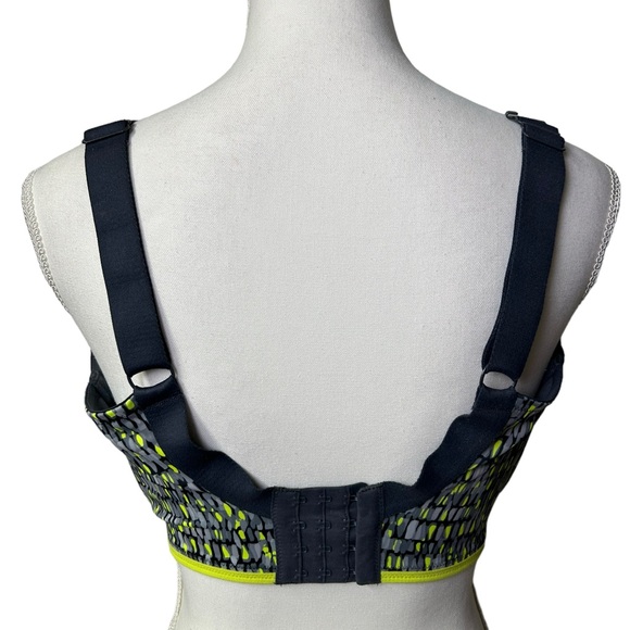 ELOMI Energise J-Hook Underwire Sports Bra 8042 Lime twist gray US size 34N NWT - Picture 4 of 14